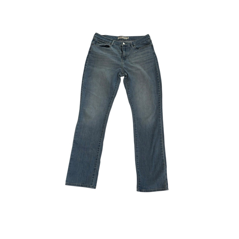 Levi Strauss Signature Women's Size 12 Mid-Rise Straight Jeans Blue Denim